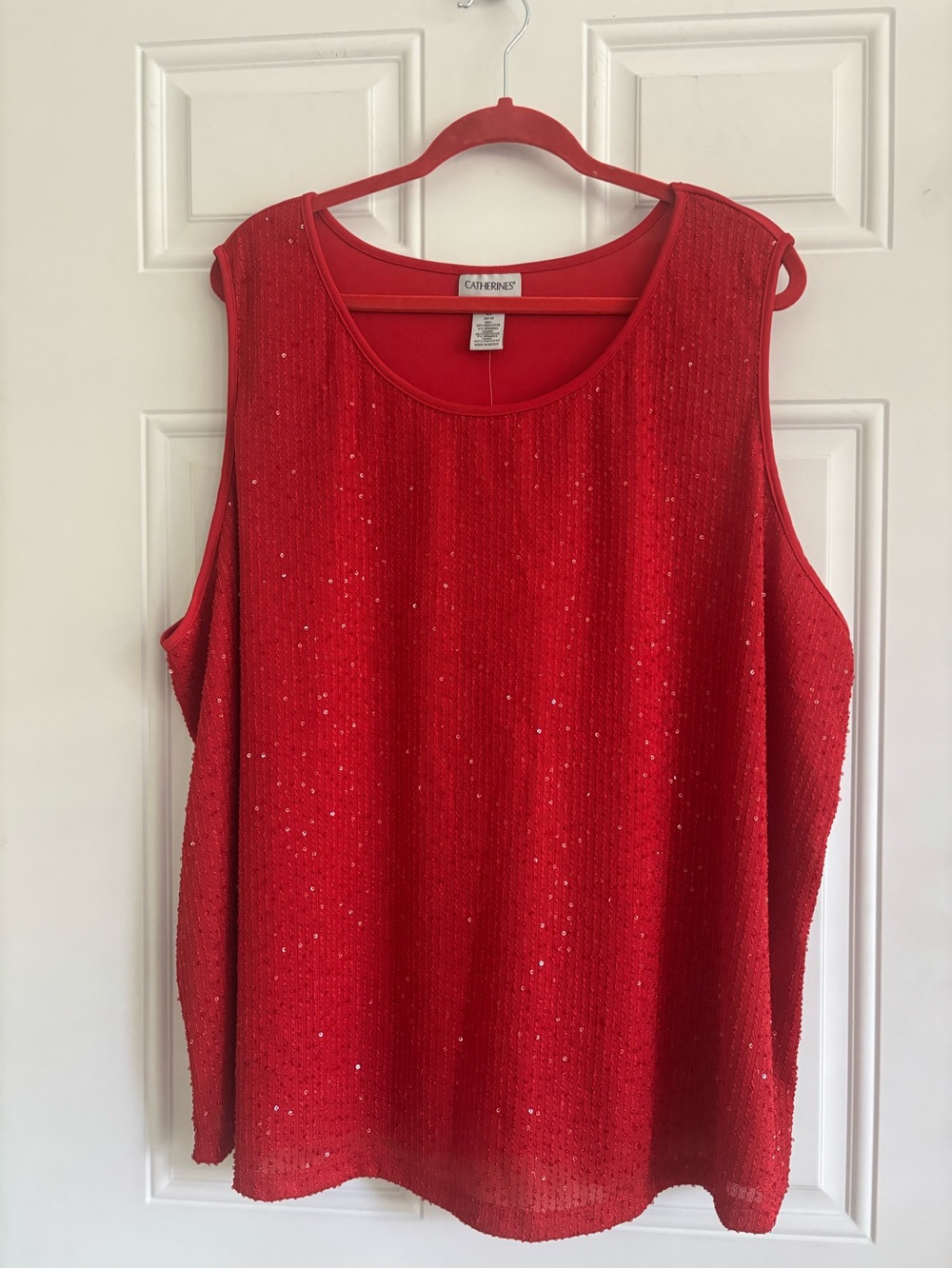 NWT Catherines Red Sequin Scoop Neck Tank, Size 4X